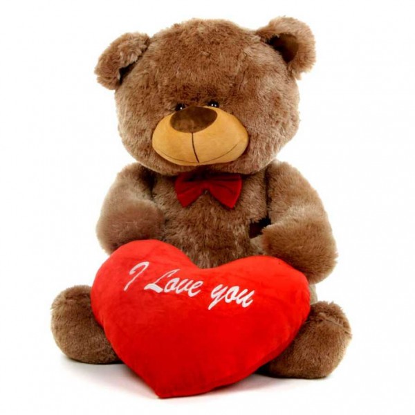 3.5 feet big dark brown teddy bear with red I Love You Heart